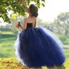 Robes de fille robe de fleur fleurs bleues/rubans pour les filles Tulle fête d'anniversaire mariage cérémonie enfant vêtements robe enfants