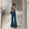 Women's Jeans ZOSOL Retro Solid Color High-waisted Casual Wide-Leg Slimming Loose-Fit Long Legs Bell-bottom Pants