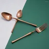 Dinnerware Sets Rose Gold Stainless Steel Tableware Set 16Pcs Travel Cutlery Western High-End Wedding Flatware Drop