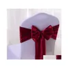 Stoelbedekkingen Silk Satin Ribbon Bow Sashes voor banket Wedding Party Decoratie Band Romantische formele OCN Supplies Drop Delivery Events Dhimw