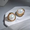 Stud Earrings Elegant Light Luxury Gold Color Pearl Earring For Women Korean Fashion Female Sexy Goth Party Jewelry Wholesale