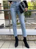 Damenjeans, klassische Jeans für Damen, hohe Taille, knöchellang, gerade Hose, modische Slim-Fit-Waschung, weibliche Denim-Hose, Boyfriend-Jeans für Mädchen, 230306