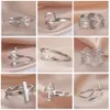 Adjustable Ring for Women Stainless Steel Cat Snake Cross Dog Paw Lightning Angel Wing Couple Ring Trendy Jewelry