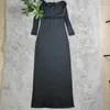 Q6090 robe de soirée pour dames de mode d'été col sans bretelles robe longue noire mince