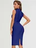 Casual Dresses Beaukey Sexy Red Women HL Bandage Dress Turtleneck ärmlös Green Split Maxi XL Party Club Celebrity BodyCon Vestido 2020 MIDI Z0216