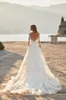 Charmig Beach A Line Wedding Dresses for Bride Women Boho Plus Size Long Sleeves Lace Flowers Sheer Jewel Neck Backless Court Trai8720963