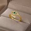 Cluster Rings Lucky Turkish Blue Evil Eye Rings for Women Open Justerbar Ring 2022 Trend Wedding Band Par Jewelry Gift L230306