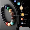 Perlen Neue Acht Planeten Perlenarmband Männer Naturstein Universum Solar Yoga Chakra Elastische Schnur Für Schmuck Großhandel Z Drop Deli Dhwdo