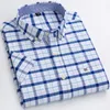 Casual shirts voor heren s ~ 7xl katoenen shirts voor mannen korte mouw zomer plus size geruit shirt gestreepte man mannelijk shirt bedrijf casual wit reguliere fit 230303