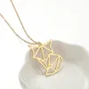 Cute Paper Origami Fox Necklaces Stainless Steel Lucky Hip Pop Punk Animal Pendant Choker Collar Jewelry for Women Female