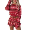 Zweiteilige Damenhose, Weihnachtsanzug, silberner Fleece-Langarm-Pullover, Shorts-Anzug, Weihnachts-Sportbekleidung, weiblich, zweiteiliger Damenanzug 230303