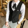 Hommes Gilets Hommes V-Neck Slim Single Breasted Suit-Vest Casual Veste Sans Manches Porter Des Bretelles Dos Affaires Formelle Gilet Surdimensionné Vêtements