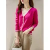 Maglieria da donna Tees Moda coreana Maglione cardigan lavorato a maglia solido Donna Scollo a V Patchwork a righe Top manica lunga Cardigan Autunno Sueters De