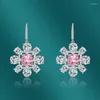 Stud -oorbellen 925 Sterling Silver Woman Fashion Sieraden Purple Pink Sunflower Drop Tassel Hoops Piercing