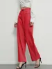 Women's Jeans ZHISILAO Wide Leg High Waist Jeans Women Vintage Baggy Boyfriend Full Length Denim Pants Red Purple Long Trousers 230306