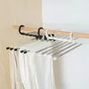 Hangers Racks Stainless Steel Clothes Hanger Storage Organization Multifunction Magic Pants Rack Wardrobe Retractable Space Saving Hangers 230303