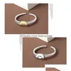 Band Rings Vintage Sier Color Happy Smiling Face Open Ring For Women Punk Hip Hop Justerable Fashion Jewelry Gift Drop Delivery DHJ2Q