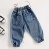 Jeans jongensbroek kinderen herfst lente kleding broek voor kinderen denim broek voor baby boy jeans peuters blauw 230306