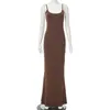 2023 женская одежда, женское однотонное облегающее длинное платье макси, женское облегающее платье медового персика с подтяжками на бедрах, юбка Xxs-l