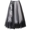 Юбки Женские винтажные кружевные сшивающие готические белые черные плиссированные Maxi 2023 Женская длинная роскошная юбка из мягкой тузы