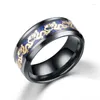 Bröllopsringar Fashion Dragon Stainless Steel Ring for Mens smycken Gift Creative Mirror Surface Gold
