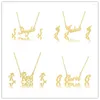 Collares colgantes Letra Earing Gold Gargantillas de acero inoxidable Collar Pendientes Conjuntos Joyería de moda como regalo del año en 45 cm