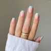 Faux ongles 24 pièces tête carrée courte longue ballerine française fausses lignes ondulées simples appuyez sur la couverture complète bouts d'ongles détachables