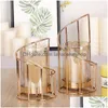 Candles Golden Iron Holder European Geometric Candlestick Romantic Crystal Candle Cup Home Table Decoration T200624 Drop Delivery Gar Otqa9