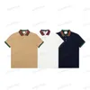 xinxinbuy Men designer Tee t shirt 23ss Paris Strip collar Pocket embroidery short sleeve cotton women Black White blue S-2XL
