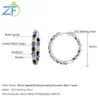 Stud GZ ZONGFA Mode Naturel Topaze Bleue Améthyste Multi Gemstone Bijoux Personnalisés 925 Argent Sterling Grand Hoop Boucle D'oreille 230306