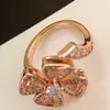 BUIGARI Yongzhan série trevo designer anel para mulher diamante banhado a ouro 18 K ajuste livre tamanho mais alta qualidade contador estilo clássico presentes premium 017
