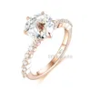 Anneaux de mariage Kuololit 2CT Jubilee Cut 14K 585 or rose pour femmes D VVS ronde bulle bague de luxe fiançailles 230306