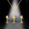 Pendant Necklaces Cartton Girl Necklace For Women Gold Chain Collar Female Shining Quality Party Jewelry Gift Wholesale 45cm/set