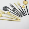 Geschirr-Sets, 24-teilig, schwarzes Besteck-Set, Edelstahl, Messer, Gabel, Kaffeelöffel, Geschirr, für Zuhause, Küche, Abendessen