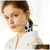 Dingle ljuskrona ny julvattendropp leopard läder örhängen gitter hjärtmönster för kvinnor mode smycken present grossistez dh0ci