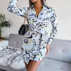 Casual Dresses Floral Print Shirt Women Spring Fall Sexy V Neck Long Sleeve Wrap Mini Dress Ladies Bandage Slim Pencil DressCasual