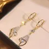 Hoop Earrings Fashion Three-dimensional Full Rhinestone Golden Women Luxury Personality Earring Wedding Party Jewelry Gifts