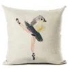 Pillow Bedroom Dancing Decor Sofa Bird Covers Cotton Linen Case Watercolor Cover