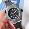 Relogio Masculino Luxury Watch 42mm Sport Military Milles Men Watches Designer de moda Blue Brow Dial Black Dial Black Silicone Clock Watch