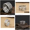 Band Rings 925 Sterling Thai Sier Men Women Hollow Peony Tail Ring Gift Fashion Jewelry Flower Drop Delivery Dh7R4