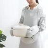 Aprons Set Cotton Linen Apron Kitchen Oven Mitts Cooking Sleeves For Home Restaurant Bakery Use (Greyish White)