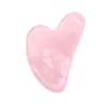 Gifts Natural Tumbled Chakra Rose Quartz Carved Reiki Crystal Healing Gua Sha Beauty Roller Facial Massor Stick with Alloy Gold-Plated