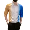 Chemises décontractées pour hommes chemise à manches courtes d'été Slim Version coréenne tendance dégradé trois-quarts haut à manches CardiganMen's