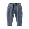 Jeans bébé Jeans printemps automne 2-10 ans vêtements pour enfants enfants couleur unie élastique Denim pantalon casual pantalons longs pour garçon 230306