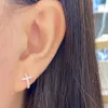 Stud Earrings Exquisite Cross Earring Sparkle Zircon High Quality For Men Women Personality Accessories 925 Silver Jewelry