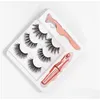 False Eyelashes Magnetic Lashes Addliquid Eyeliner Addtweezer Eye Makeup Set 3D Magnet Drop Delivery Health Beauty Eyes Dh8Pk