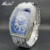 Montres-bracelets Iced Out Montre Pour Hommes Gros Poignet Plein Diamant Montres À Quartz Hommes s 55mm Bleu Visage Hip Hop Accessoires Étanche Reloj Hombre 230306