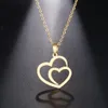 Collana in acciaio inossidabile per donna Uomo Hollow Double Heart Choker Ciondolo Charms Collane Gioielli di fidanzamento