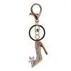 Keychains High Heel Shoe Keychain Rhinestone Crystal Purse Car Key Chain Bag Dekorativ legering Keyring