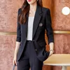 Two Piece Dres Suits 2023 High End Professional Formal Long Sleeve Slim Blazer och veckade kjolkontor Lamer Wear Wear 230306